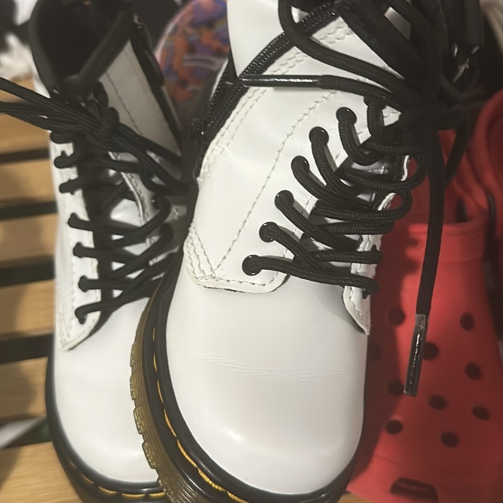 Dr. Martens White and Black Chunky Sole Bootstoddler cute white doc Martin boots